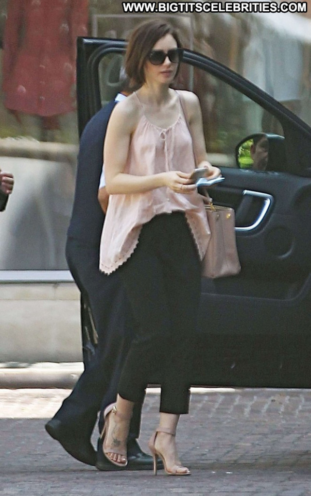 Lily Collins Beverly Hills Posing Hot Babe Paparazzi Hotel Beautiful