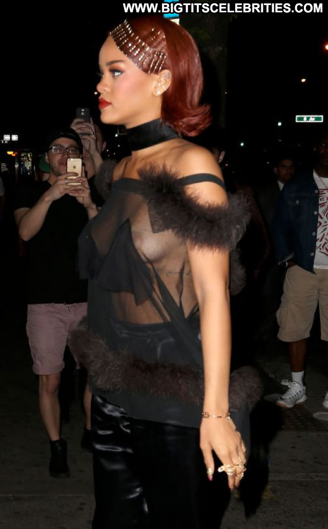 Rihanna No Source See Through Babe Party Beautiful Braless Posing Hot