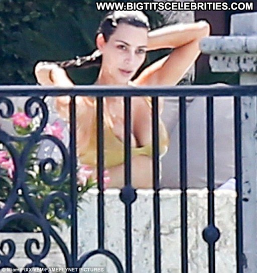 Kim Kardashian Boobs Celebrity Babe American Sexy Beautiful Posing Hot Straight