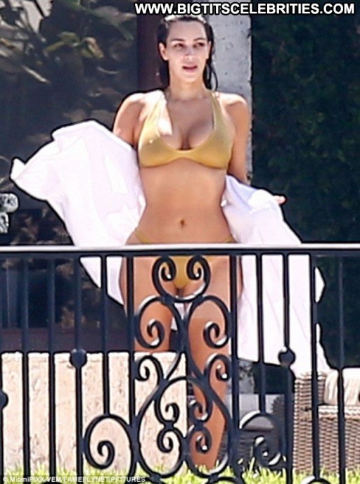 Kim Kardashian Boobs Celebrity Babe American Sexy Beautiful Posing Hot Straight