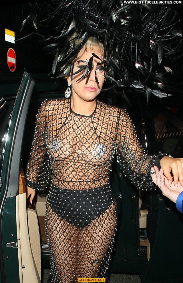 Lady Gaga No Source London Fishnet Gag Pasties Toples Posing Hot