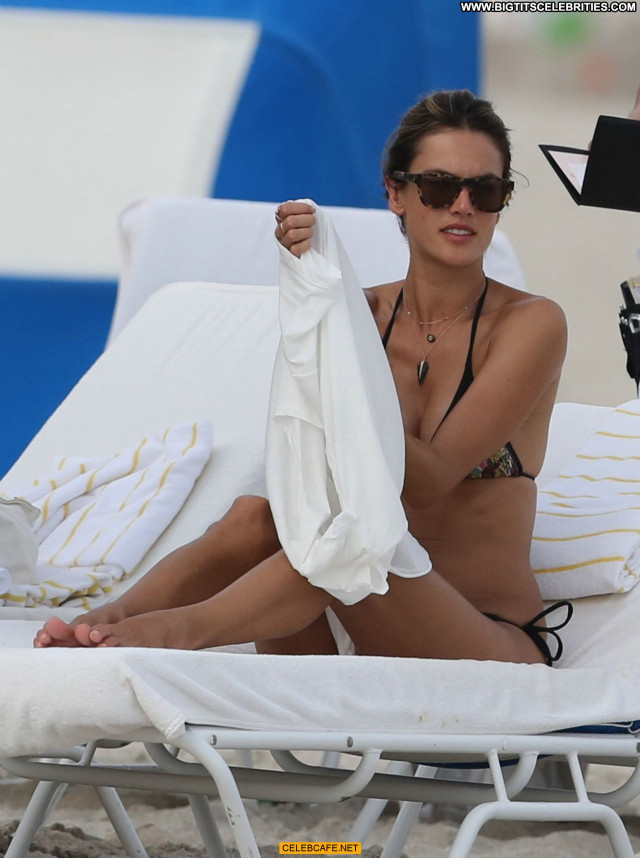 Alessandra Ambrosio Miami Beach Celebrity Babe Beautiful Beach Posing