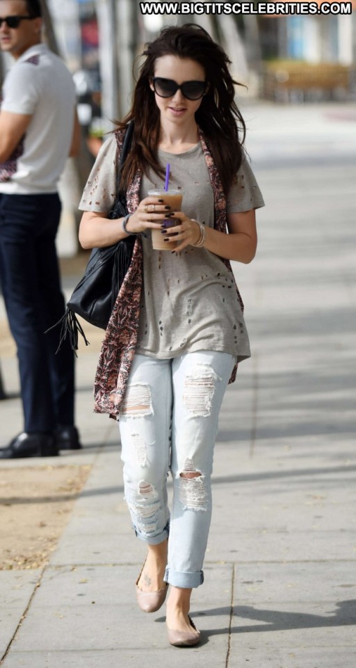 Lily Collins Paparazzi Celebrity Posing Hot West Hollywood Beautiful Hollywood Straight Babe