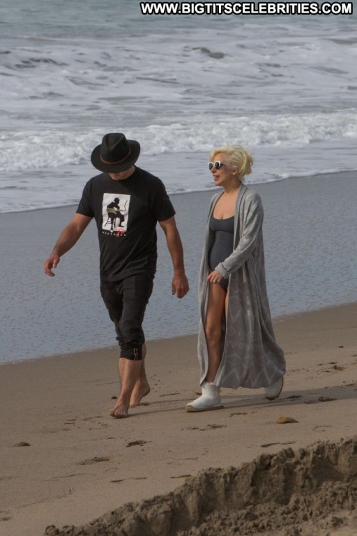 Lady Gaga Beach Celebrity Paparazzi Beautiful Mali Swimsuit Malibu Babe Gag Posing Hot Straight