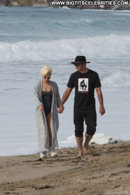 Lady Gaga Beach Celebrity Paparazzi Beautiful Mali Swimsuit Malibu Babe Gag Posing Hot Straight