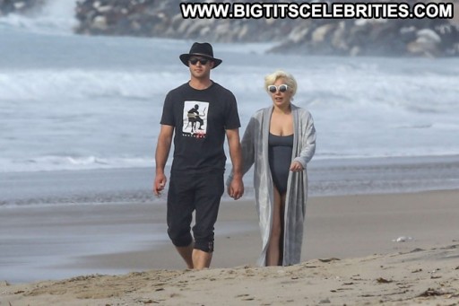 Lady Gaga Beach Celebrity Paparazzi Beautiful Mali Swimsuit Malibu Babe Gag Posing Hot Straight