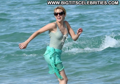 Emma Roberts Straight Swimsuit Babe Posing Hot Beach Beautiful Paparazzi Celebrity