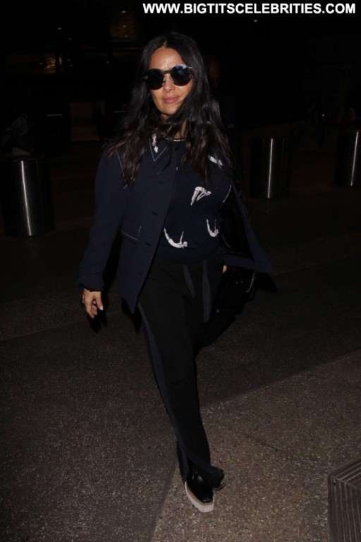 Salma Hayek Angel Paparazzi Celebrity Straight Lax Airport Babe Beautiful Los Angeles Posing Hot