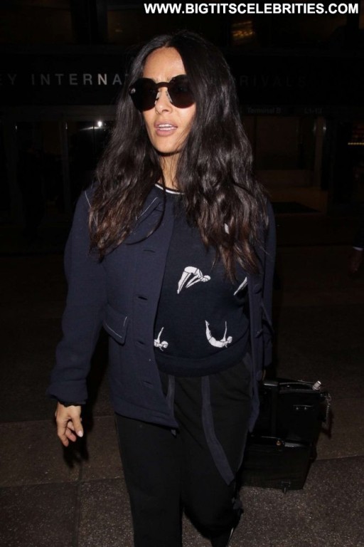Salma Hayek Angel Paparazzi Celebrity Straight Lax Airport Babe Beautiful Los Angeles Posing Hot