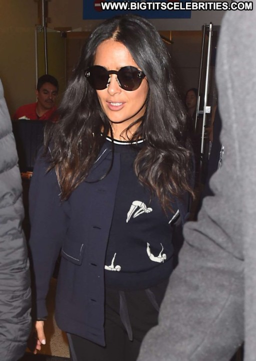 Salma Hayek Angel Paparazzi Celebrity Straight Lax Airport Babe Beautiful Los Angeles Posing Hot