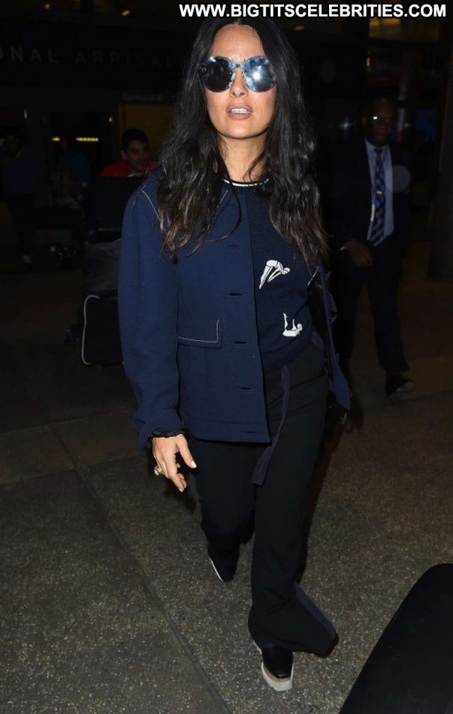 Salma Hayek Angel Paparazzi Celebrity Straight Lax Airport Babe Beautiful Los Angeles Posing Hot