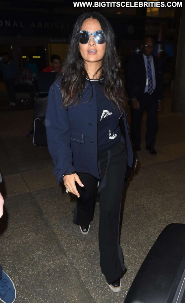 Salma Hayek Lax Airport Los Angeles Angel Paparazzi Celebrity Posing