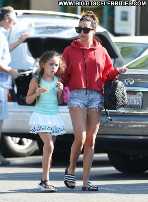 Ashley Tisdale Posing Hot Celebrity Straight Beautiful Babe Jeans Shorts Paparazzi