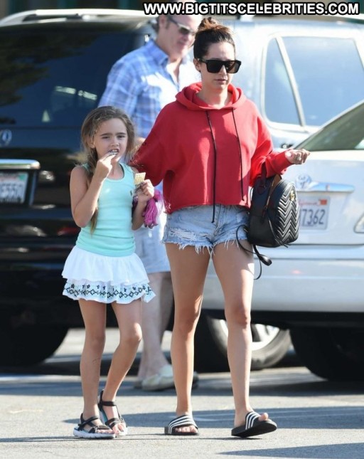 Ashley Tisdale Posing Hot Celebrity Straight Beautiful Babe Jeans Shorts Paparazzi